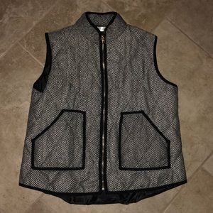 Women’s Black & White Herringbone Vest